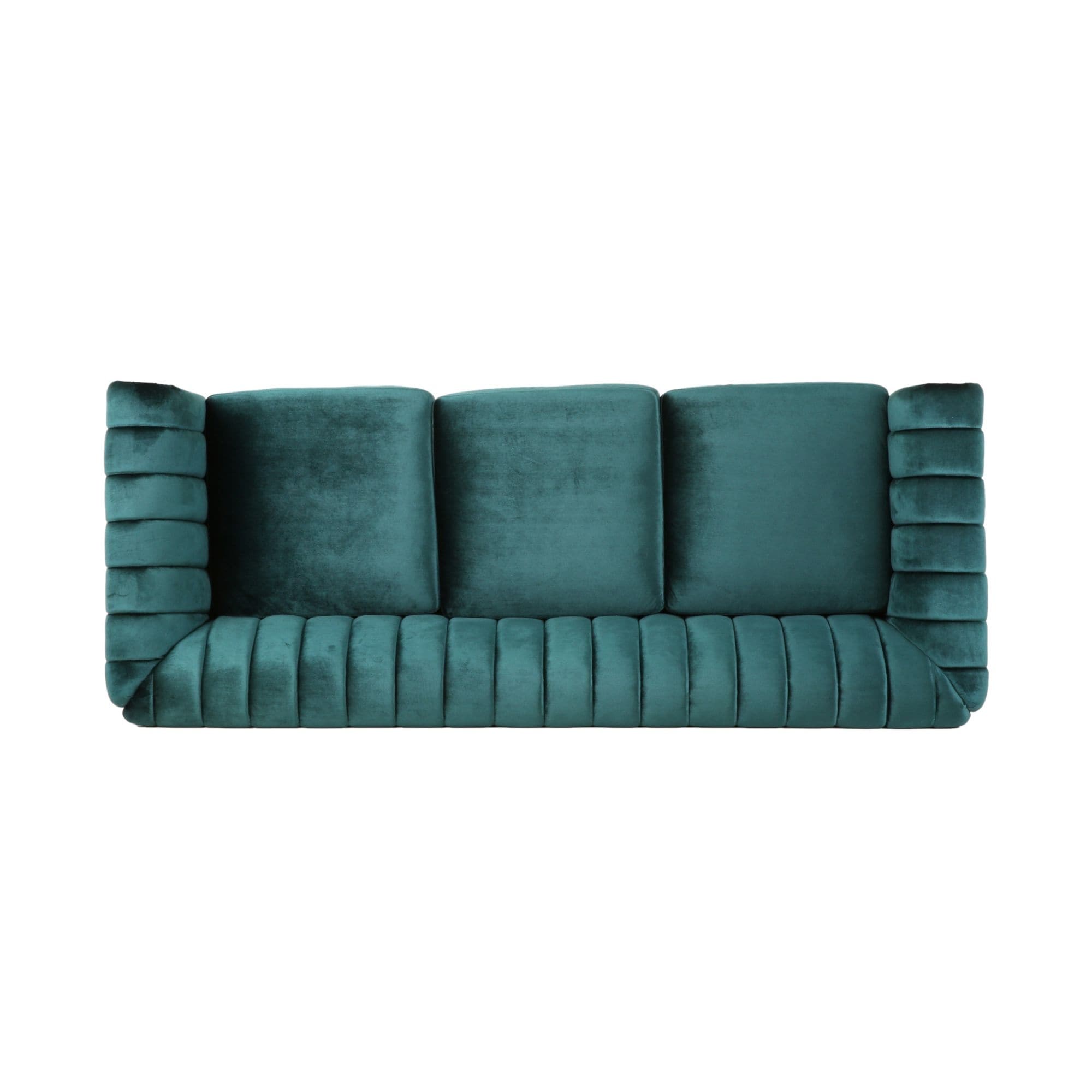 Teal Velvet 3-seater Rolled Arms Sofa with Button Tufting Bed