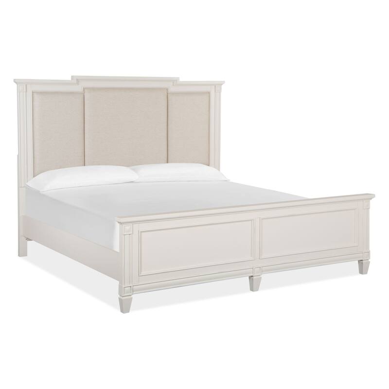 Magnussen Home Willowbrook Egg Shell White With Slight Rub Through Panel Upholstered Bed - King