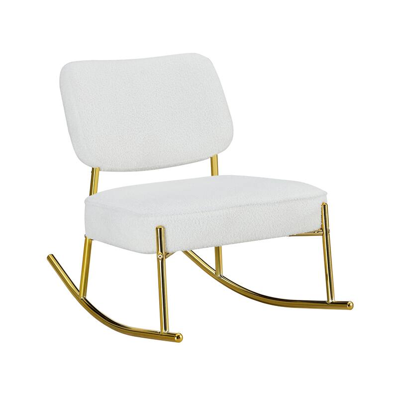 PU/Teddy suede material cushioned rocking chair with metal legs