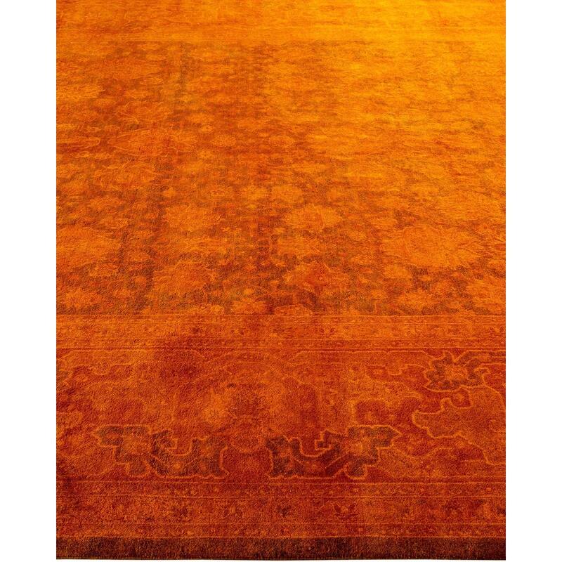 Overton Hand Knotted Wool Vintage Inspired Modern Contemporary Overdyed Gold Square Area Rug - 8' 2" x 8' 6"