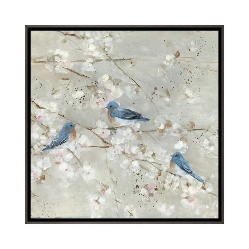 iCanvas "Blue Bird Melody II" by Sally Swatland Framed - 37x37 - Charcoal