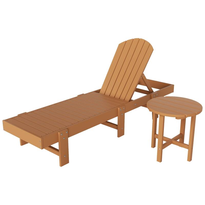 Polytrends Altura Poly Eco-Friendly All Weather Reclining Chaise Lounge with Arms & Side Table (2 Piece Set)