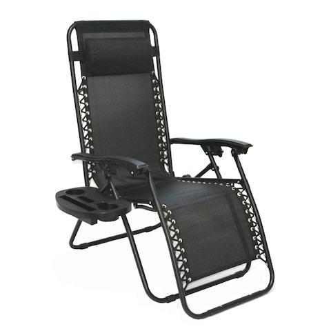 BTEXPERT Zero Gravity Chair Case Lounge Outdoor Patio Beach Pool Garden Utility Tray Cup Holder Black