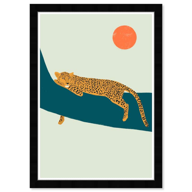 Wynwood Studio 'Tiger and Sun' Animals Wall Art Framed Print Felines - Orange, Blue