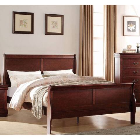 Traditional Style Louis Philippe Full Size Solid Pine Sleigh Bed with Headboard & Footboard
