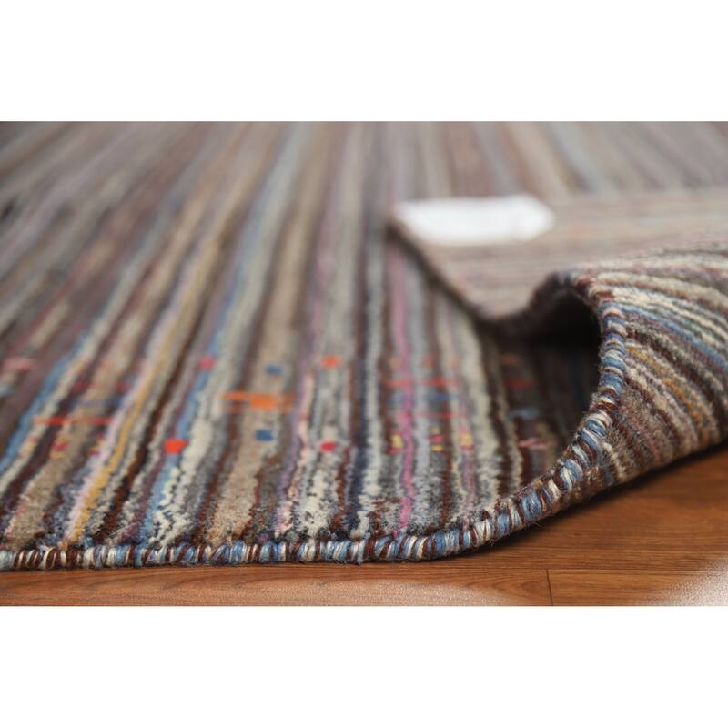 Hand Knotted Oriental 100% Wool Carpet Tribal Stripe Multi-Colored Gabbeh Area Rug - 7' 10'' X 5' 6''