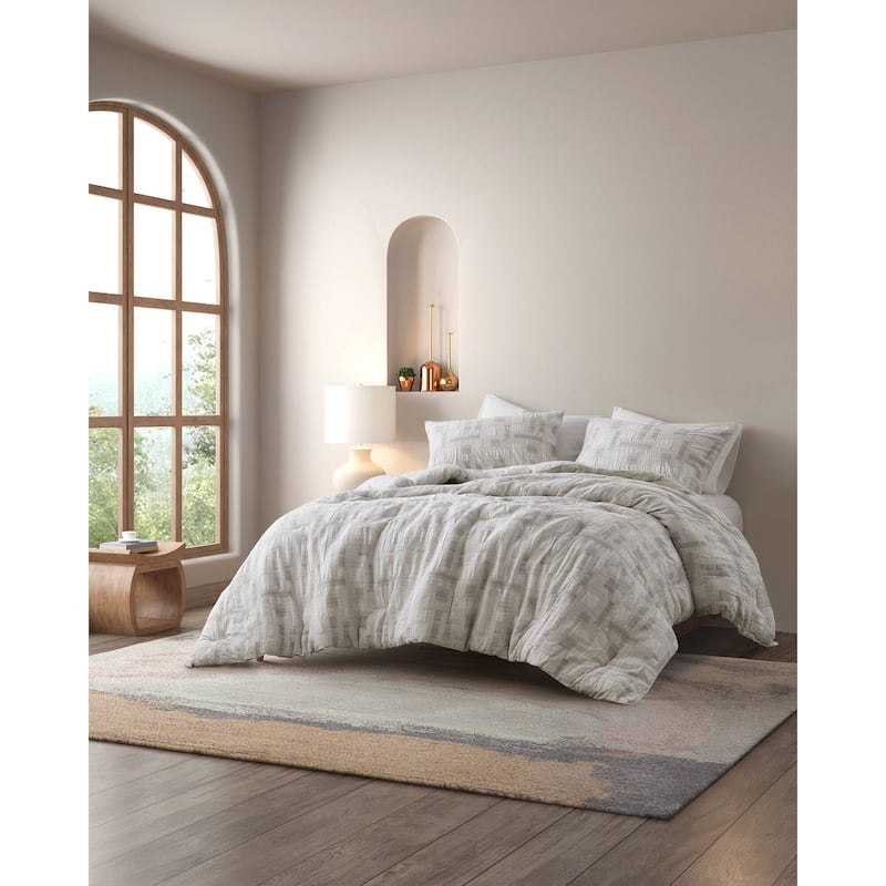GDF Studio - Lyanna Cotton Jacquard 3-Piece Comforter Set with Artisanal Detailing - Ivory