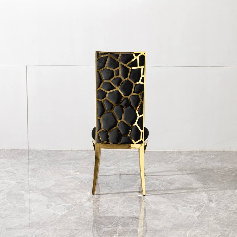 2 Piece Velvet Kitchen Dining Chairs with Upholstered, High Backrest, Stainless Steel Legs for Dining Room Kitchen Living Room