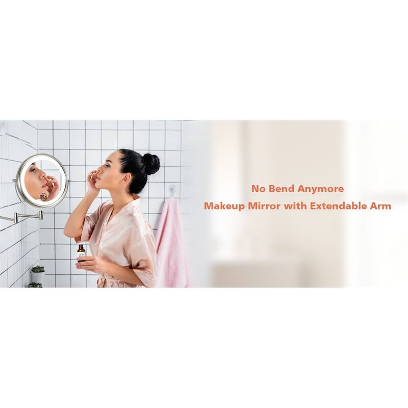 Wall Mounted Makeup Mirror with Down Double-Sided 1x/10x Magnification