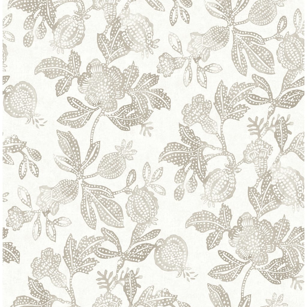 A-Street Prints Beach Rose Neutral Floral Fruits Wallpaper