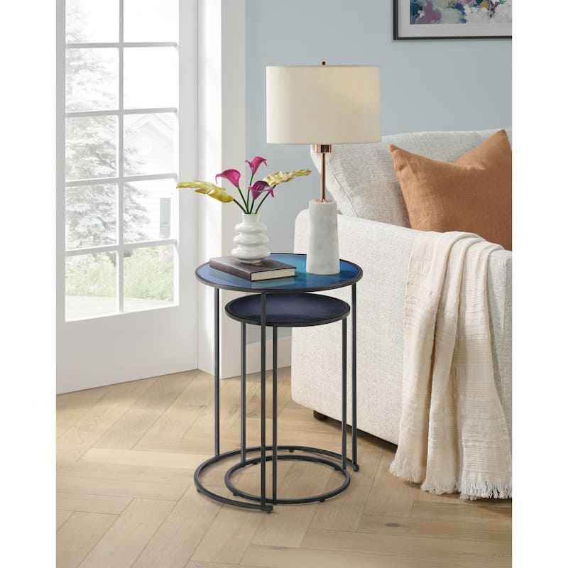 Blue Moon Glass Top Nesting Tables - Glass