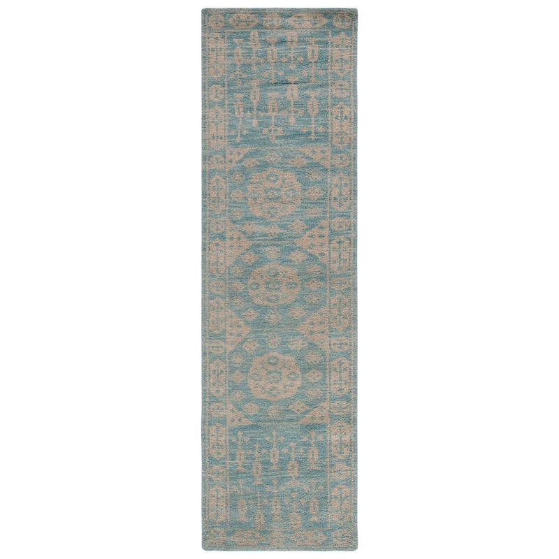 SAFAVIEH Hand-knotted Kenya Ma'Anit Southwestern Tribal Wool Rug - 2'3" x 8' Runner - Blue