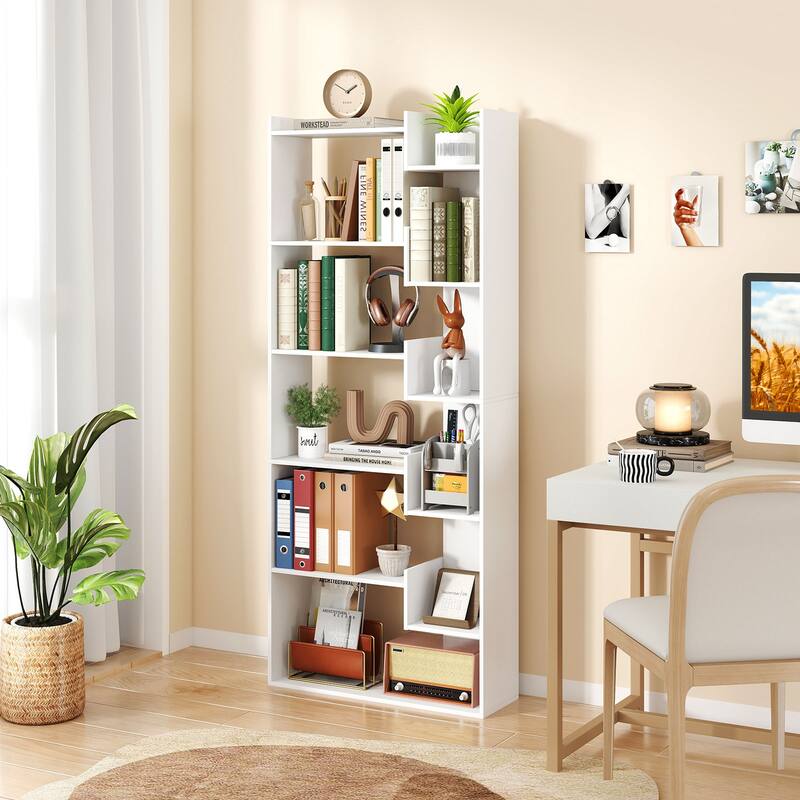 Costway 1/2 PCS 6-tier Bookshelf Tall Display Shelf with 11 Open - See Details
