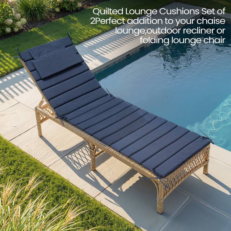 Pellebant Outdoor Chaise Lounge Cushions Patio Lounger Pad with Straps