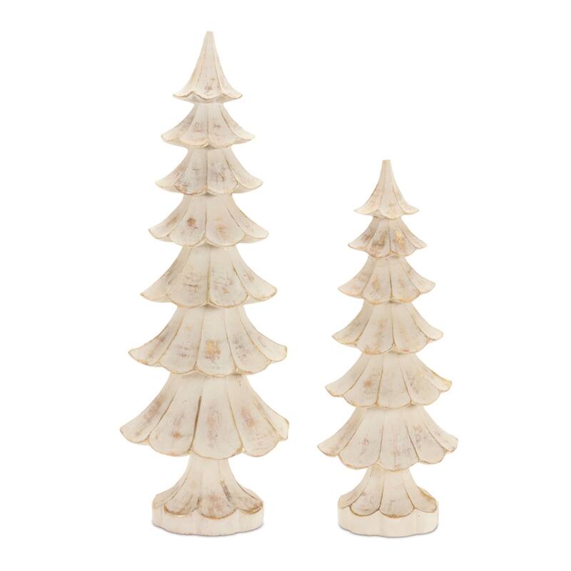 Pine Artificial Christmas Trees - 14.5" - Set of 2 - Brushed Gold Finish
