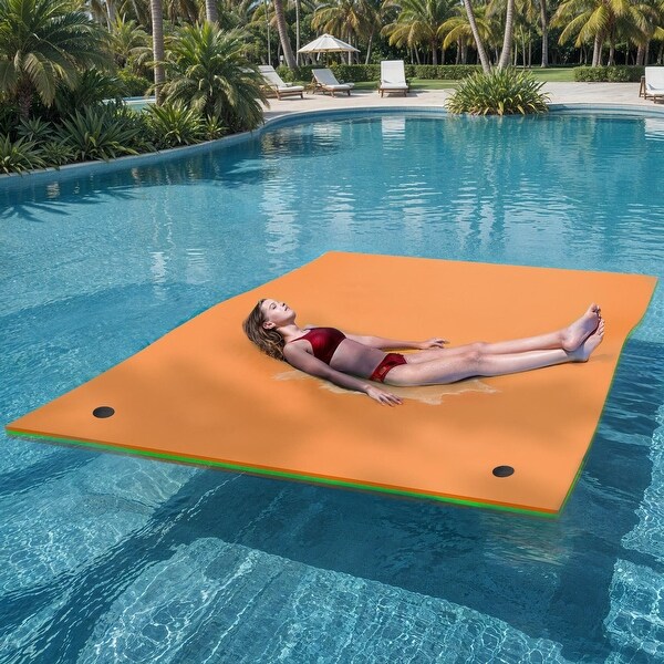 3 Layer Orange Outdoor Floating Water Pad XPE Foam Mat 9'x6'Tear