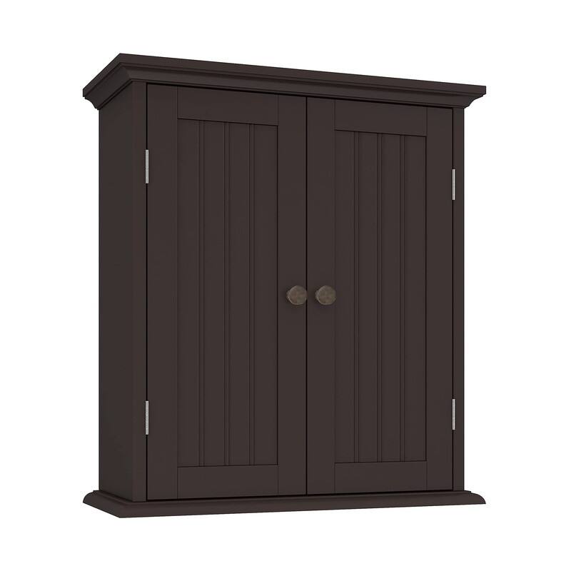 Bathroom Wall Cabinet, Over The Toilet Space Saver Storage Cabinet - 8.8"D x 21.1"W x 24"H - Espresso