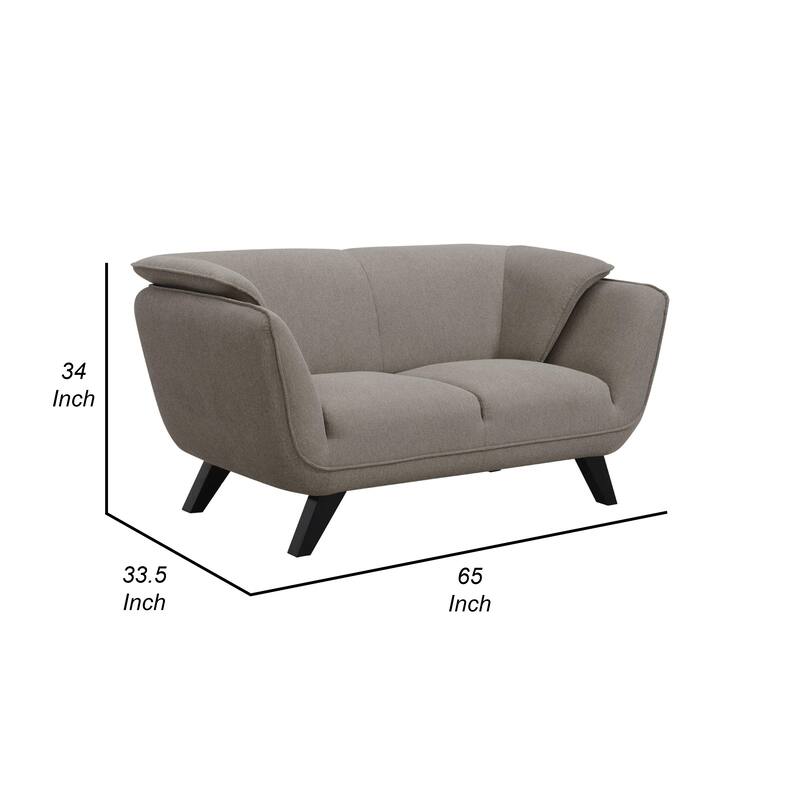 Naeli 65 Inch Loveseat, Compact Modern Design, Plush Brown Linen Upholstery