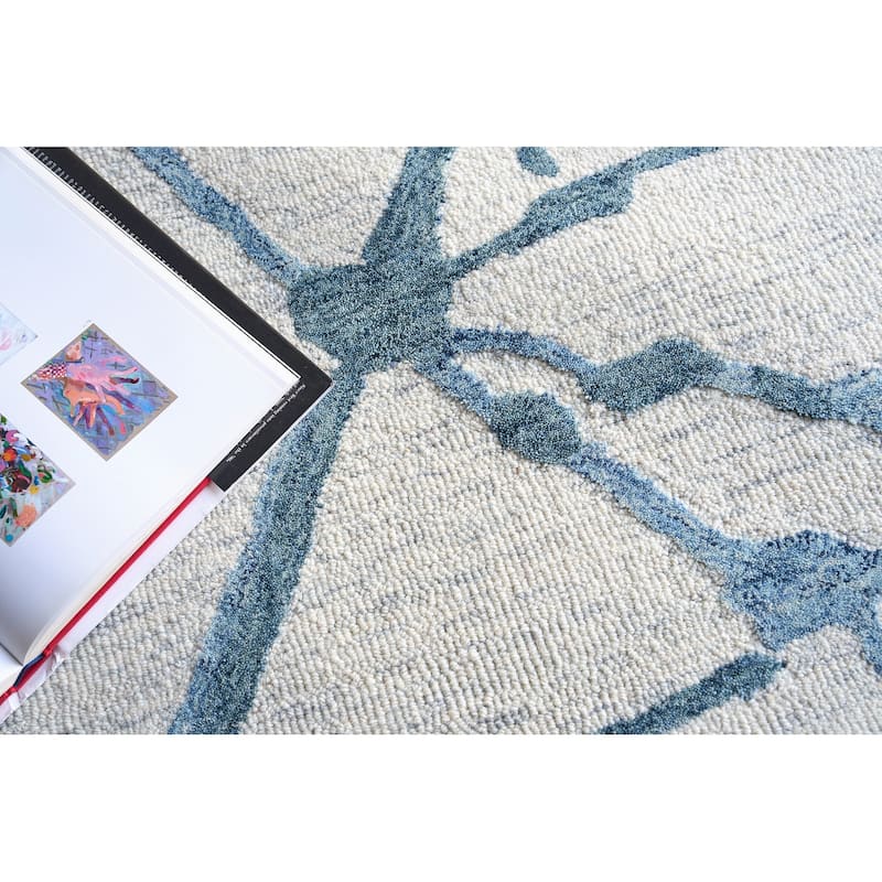 EXQUISITE RUGS Mystic Hand-tufted New Zealand Wool Navy Area Rug.
