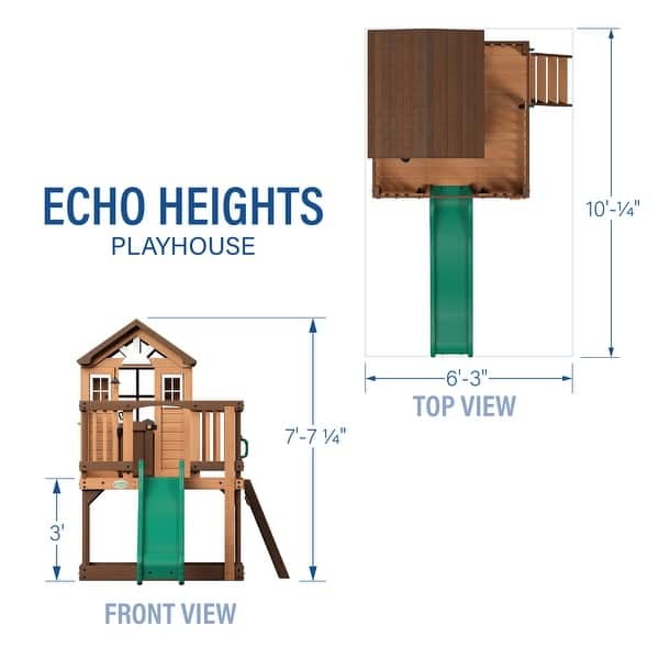 Backyard Discovery Echo Heights Cedar Wooden Elevated Kids Playhouse - 6'3" x 10'0"