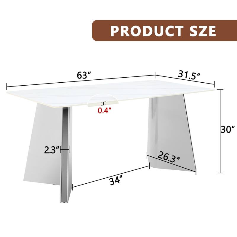 Dining Room Dining Table with Stainless Steel Butterfly Legs Office Table Accent Table Computer Table