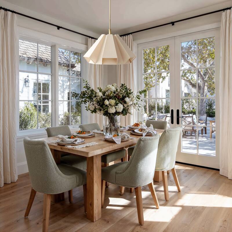 Geometric Modern Pendant Light - Metal, Fabric & Gold, Ivory Geometric Light Fixture For Modern, Coastal, Minimalist Room Decor