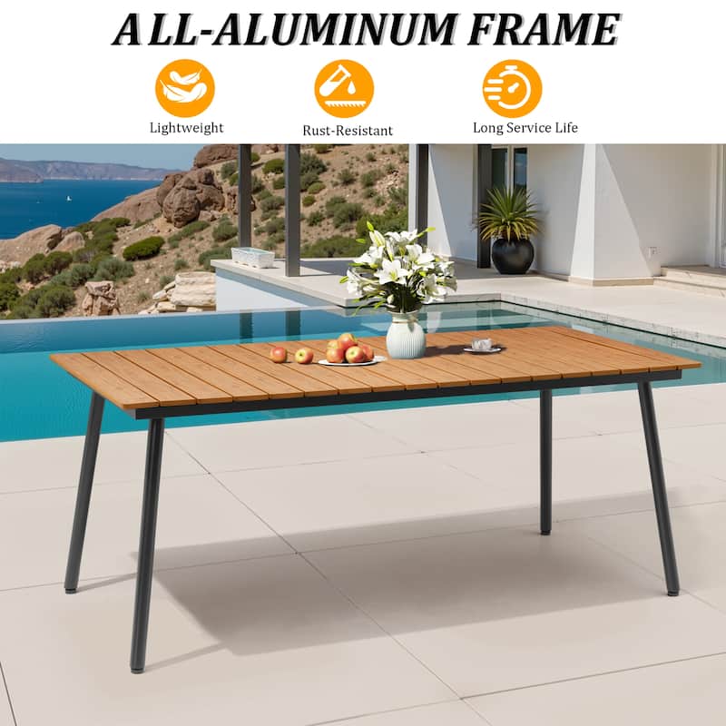 9PC Outdoor Patio Dining Set Aluminum Table with Folding Armchairs w/ Market Umbrella Sets