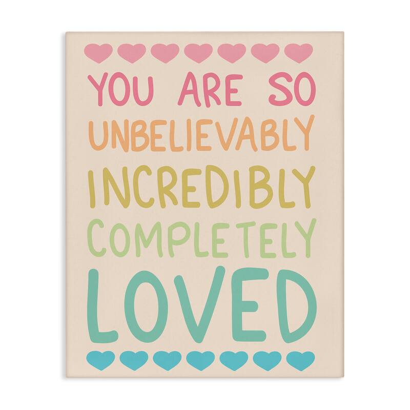 Stupell Completely Loved with Hearts Canvas Wall Art Design By Sweet Melody Designs - 30 x 40