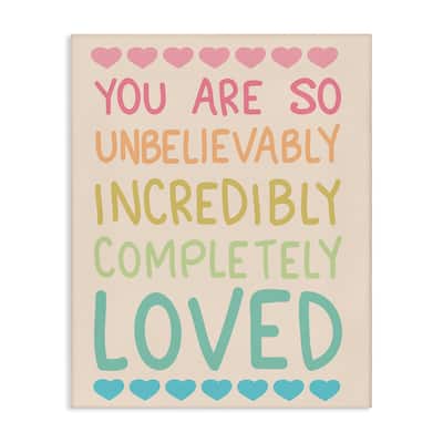 Stupell Completely Loved with Hearts Canvas Wall Art Design By Sweet Melody Designs