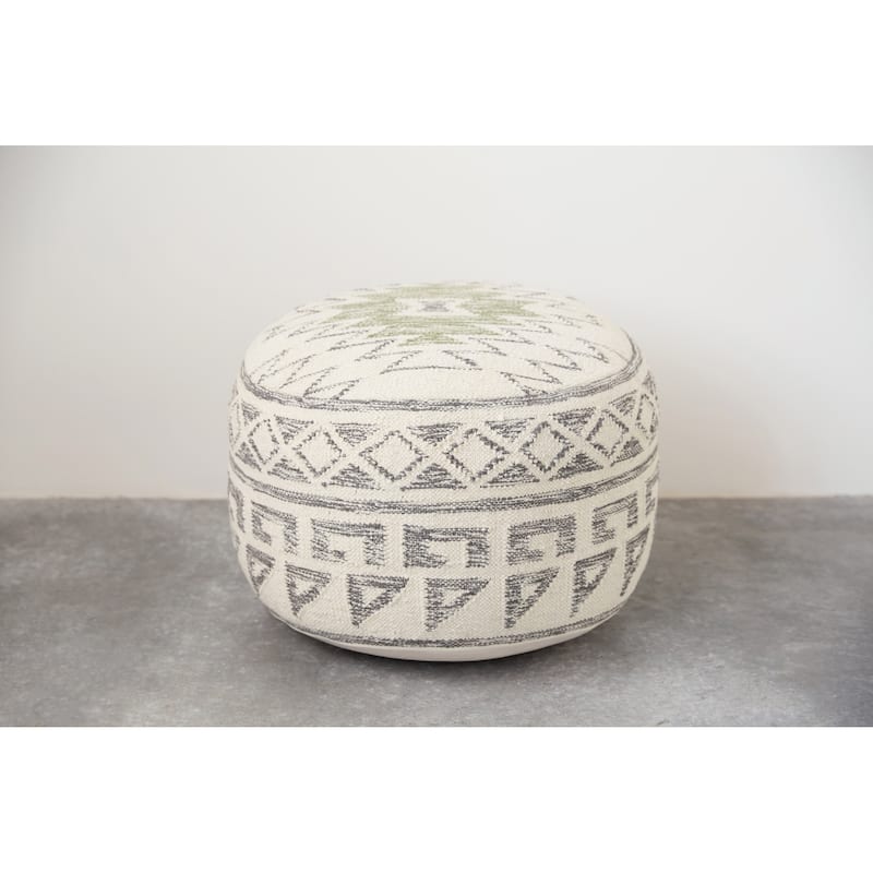 Round Wool Blend Kilim Pouf