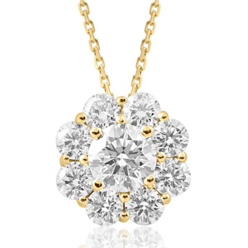 Bliss Diamond 1 Ct Diamond Pendant Yellow Gold Necklace - Yellow - 18 Inch