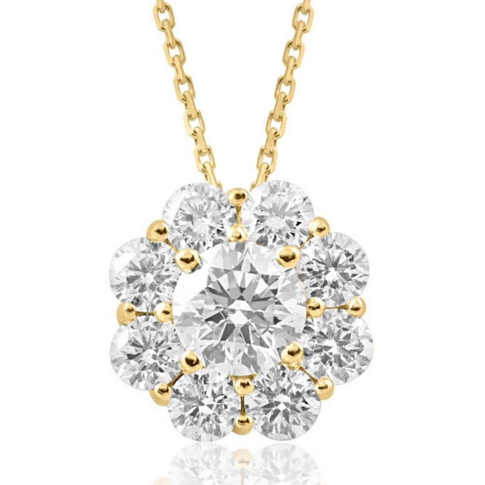 1 Ct Diamond Pendant Yellow Gold Necklace