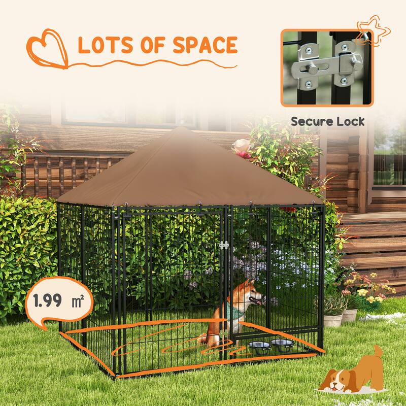 Outside Dog Kennel, Puppy Play Pen with Canopy, Garden Playpen