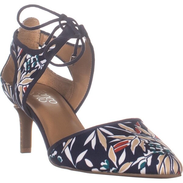 navy floral heels