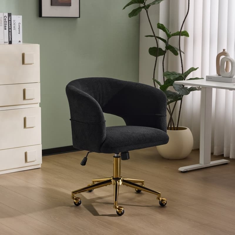 22.64 Inch Velvet Ring Backrest Swivel Office Chair
