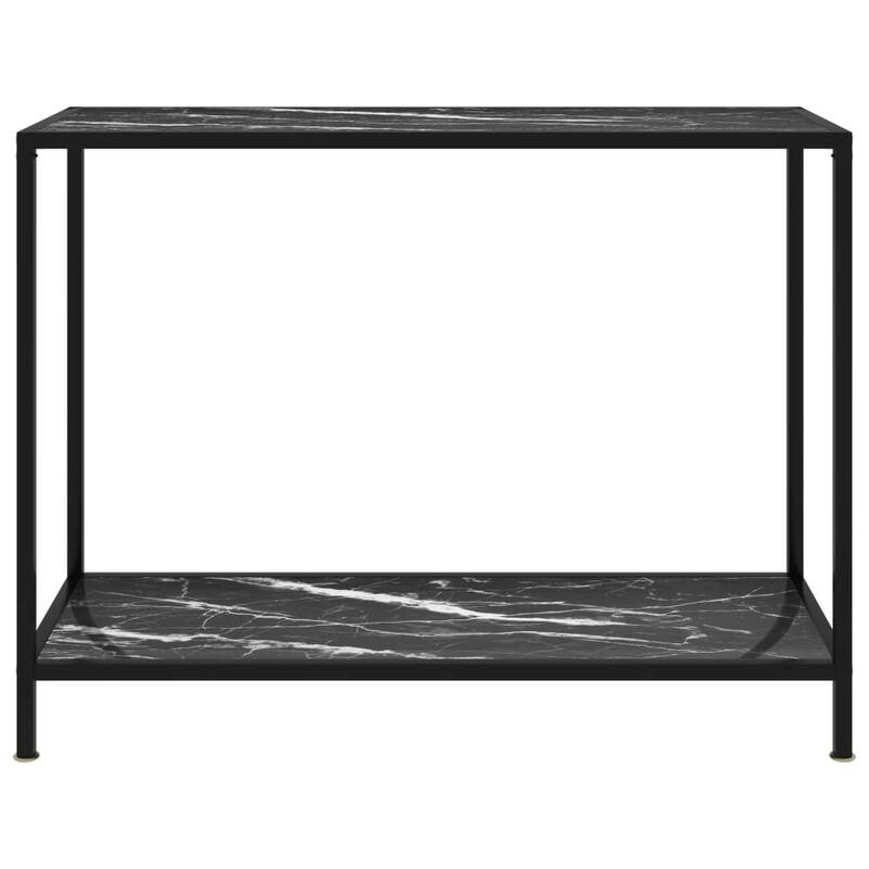 vidaXL Console Table Black 39.4"x13.8"x29.5" Tempered Glass - 39.4" x 13.8" x 29.5"