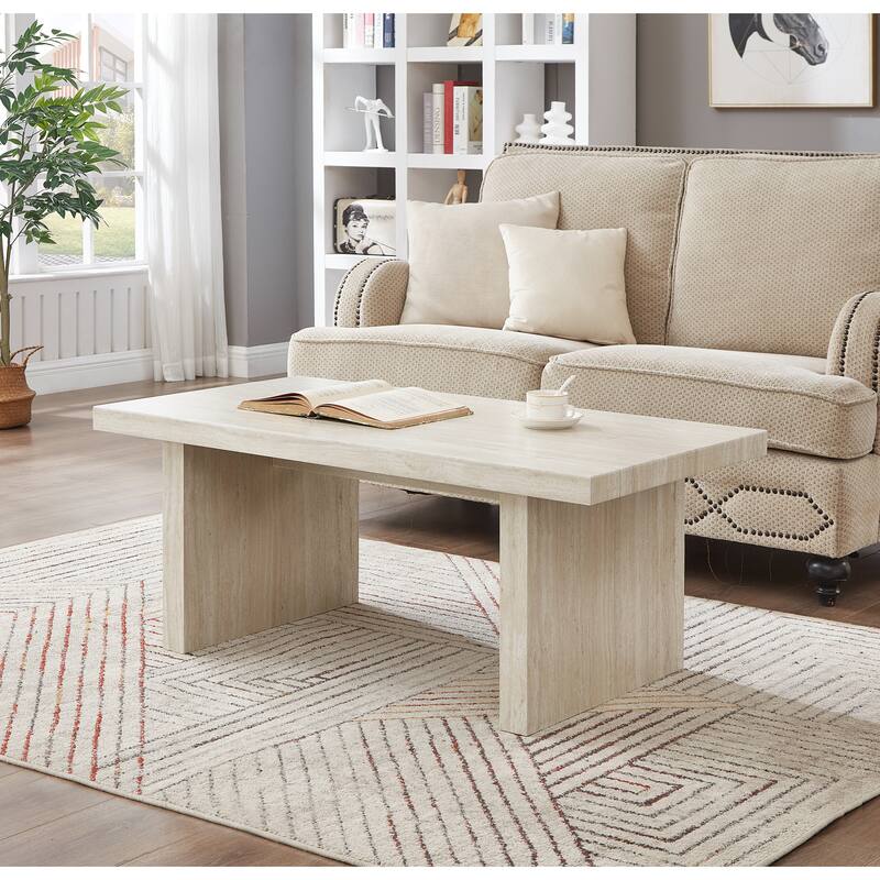 Roundhill Furniture Cavira 3-Piece Faux Marble Coffee Table Set