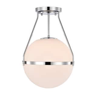 Lomique Contemporary Semi-Flushmount Ceiling Lamp Metal with Frosted Globe
