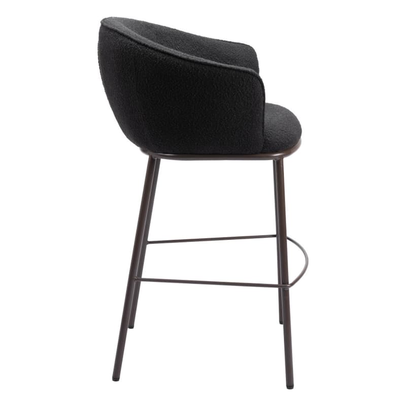 30 Inch Black and Bronze Bar Height Chair with Back and Armrests - 24.4” x 24.4” x 40.9”