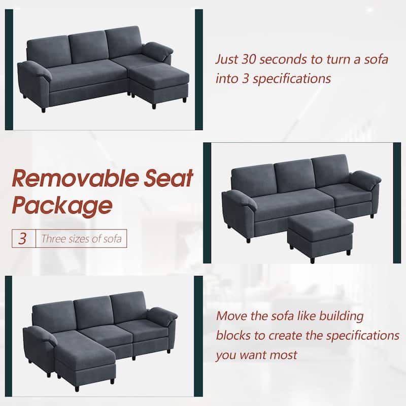 Futzca ​79" Convertible Sectional Sofa Couch, 3 Seat L Shaped
