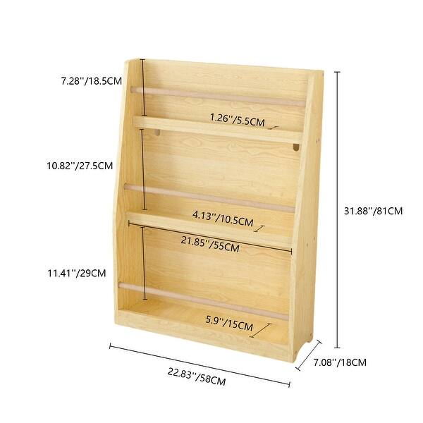 Kids Bookcases with 3 Tier Shelf, Reading & Organization