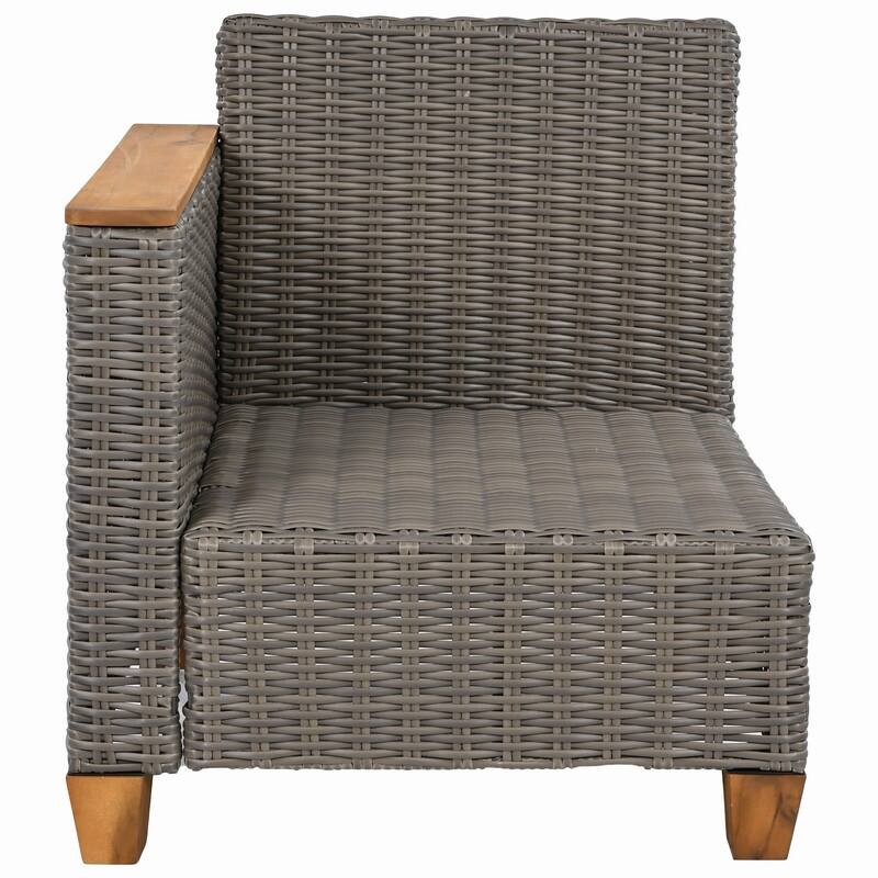 8-Piece Wicker Outdoor Conversation Set with Swivel Rocking Chairs and Acacia Wood Storage Table
