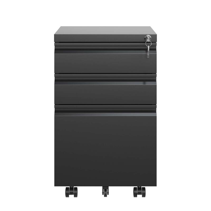 3 Drawer Mobile File Cabinet with Lock,Metal Filing Cabinets for Home Office Organizer Letters/Legal/A4