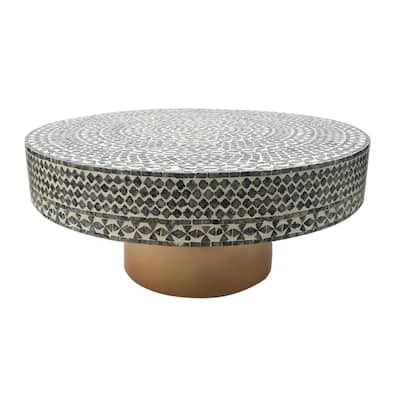 Janus Capiz Coffee Table with Pedestal Base - 35.25" - Gray, Beige, and Gold