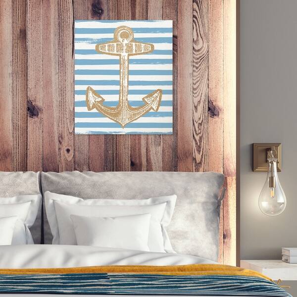 Oliver Gal 'Burlap Patch Anchor' Nautical and Coastal Wall Art Canvas ...