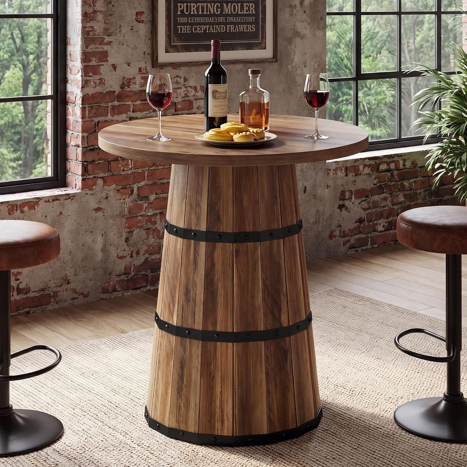 Round Bar Table with Barrel Base