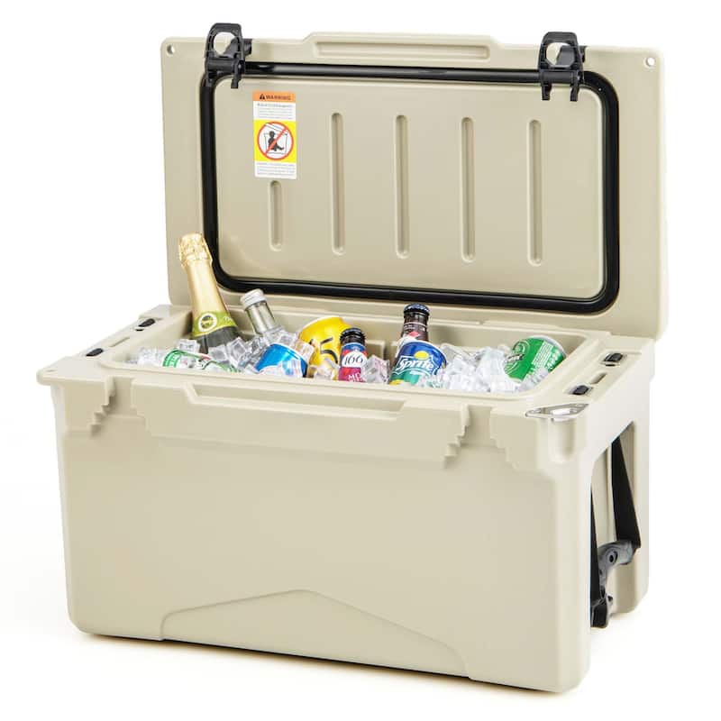30 QT Rotomolded Cooler Portable Ice Chest Ice Retention for 5-7 Days - Brown