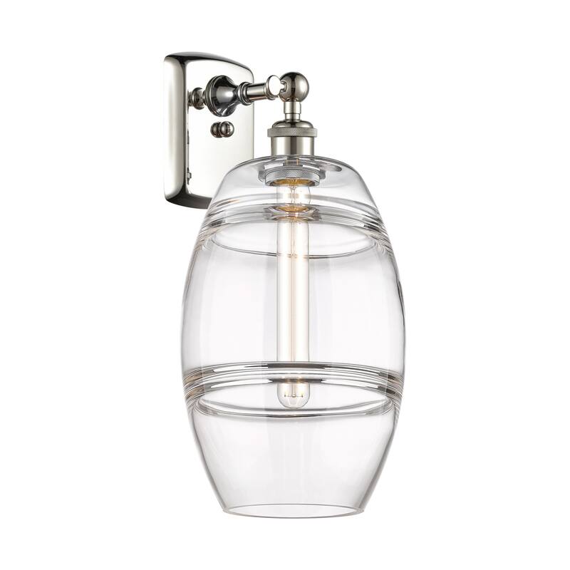 Innovations Lighting 516-1W-11-8 Vaz Sconce Vaz 11" Tall Wall Sconce - Polished Nickel / Clear