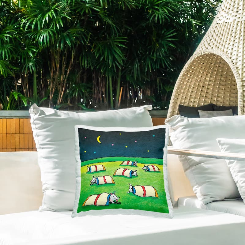 Stupell Pasture Cows Bedtime Printed Outdoor Throw Pillow Design by Roger Straub