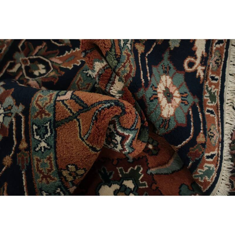 Hand Knotted Oriental 100% Wool Carpet Transitional All-Over Oranges & Rust Oushak Area Rug - 9' 10'' X 7' 11''